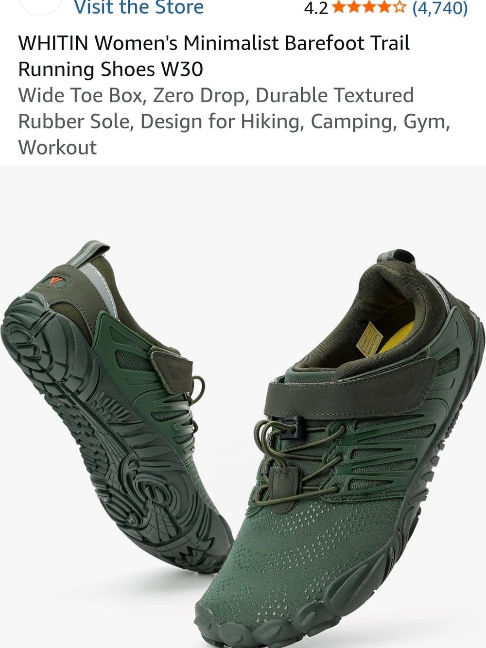 WHITIN Women's Minimalist Trail Shoes in Dark Green